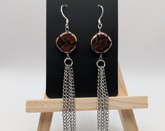 Glass bead and chain earrings
