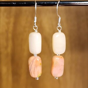 Pink opal dangling earrings