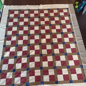 Four Patch Flannel Quilt Top