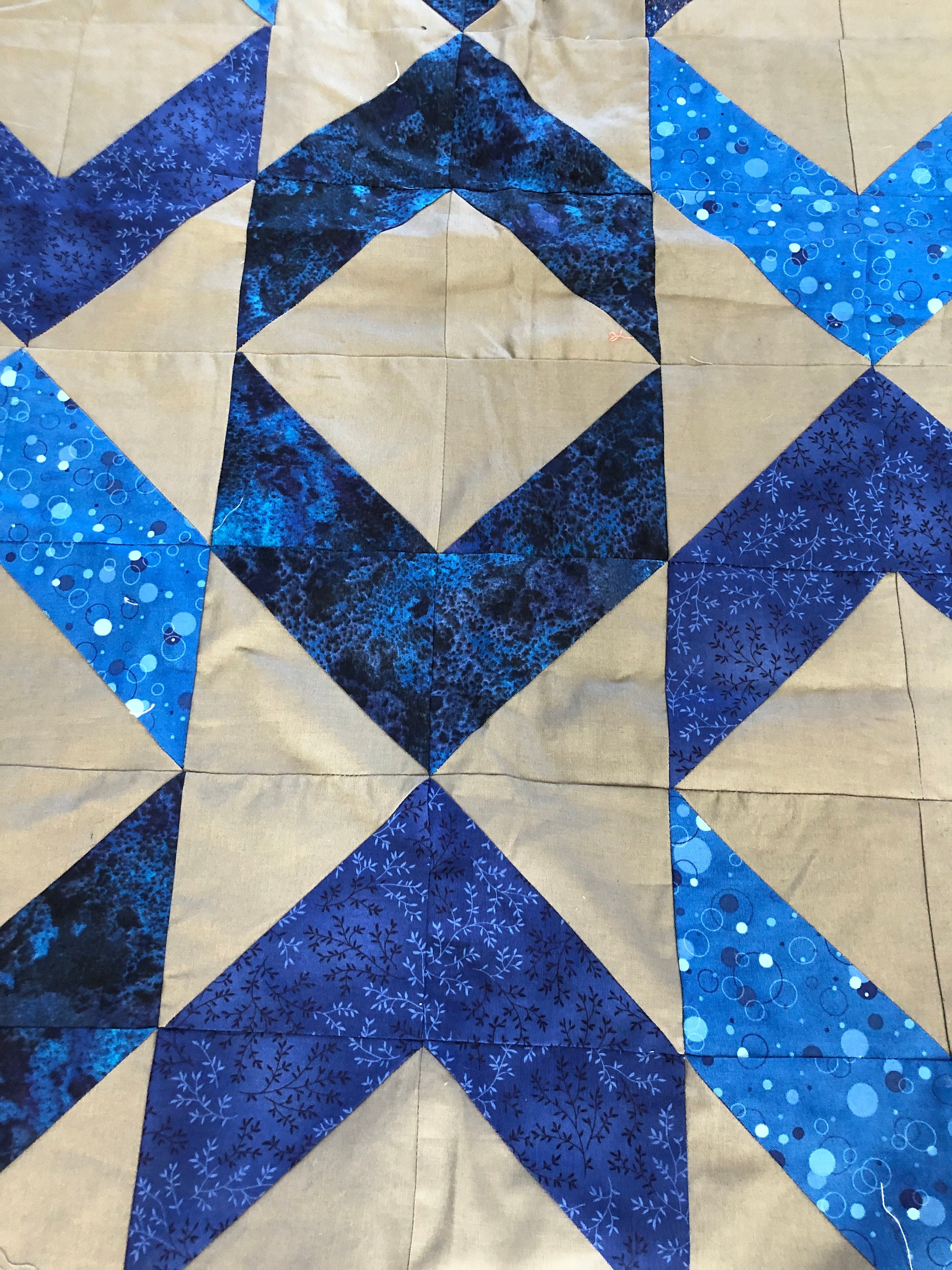 Blue and Gray Chevrons Quilt Top Etsy