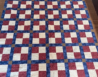 Four Patch Flannel Quilt Top 2