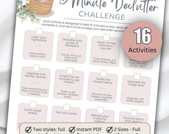 15-Minute Declutter Challenge Printable | 30-Day Home Reset | Quick Declutter Checklist | Minimalist Organizing Challenge | Instant Download