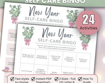 New Year Self-Care Bingo Printable | Self Care Challenge | Wellness Bingo Game | January Reset Activity | Mindful Habits | Instant Download