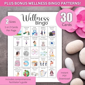Bingospel Wellness | Afdrukbare mindful groepsactiviteit voor teams, lessen, groepen en familiebijeenkomsten | Direct downloaden