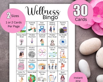 Wellness Bingo Game | Printable Mindful Group Activity for Teams, Classes, Groups & Family Gatherings | Instant Download