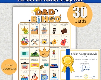 Dad Bingo - Gra grupowa do druku na Dzień Ojca, urodziny i nie tylko | Natychmiastowe pobranie