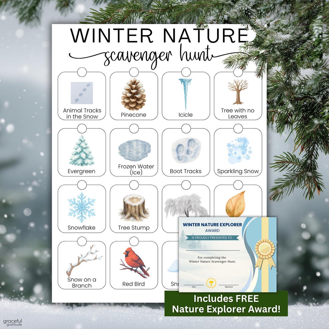 Winter Nature Scavenger Hunt Printable | Outdoor Activity for Kids ...