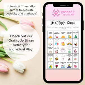 Dankbaarheidsbingo afdrukbare mindfulness-activiteit direct downloaden voor familieplezier en positiviteit | Veel plezier met onze dankbaarheidsspellen!