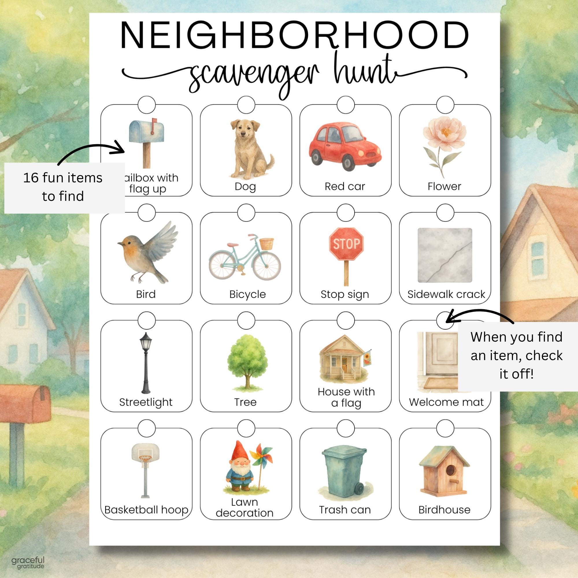 Neighborhood Scavenger Hunt Printable | Outdoor Activity for Kids ...
