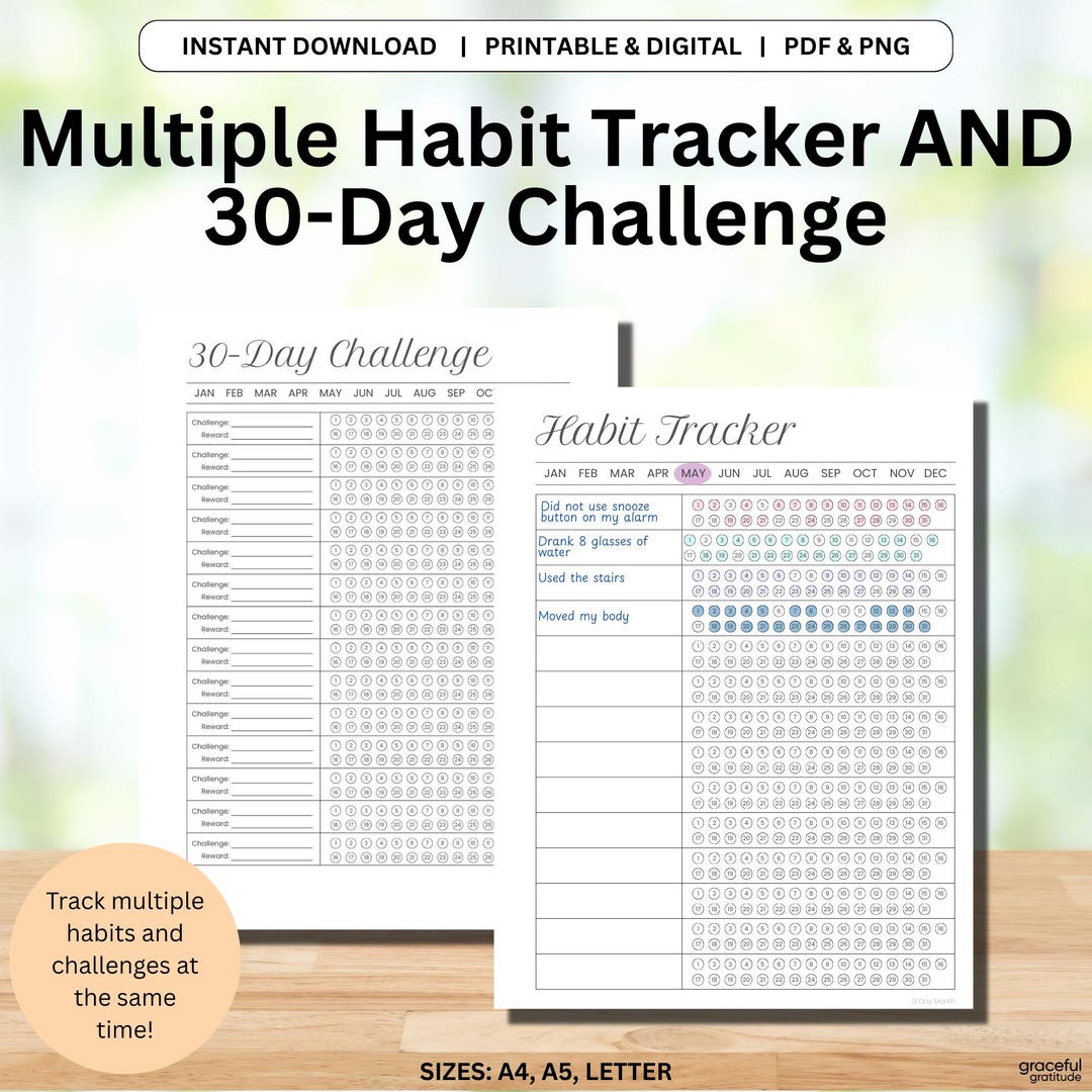 Multiple Habit Tracker With Bonus 30-day Challenge | Minimalist Themed ...