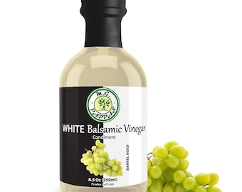 M.G. PAPPAS Aged White Balsamic Vinegar - Barrel Aged from Italy - Balsamic White Vinegar - No Preservatives or Added Sugar - 8.5 Oz (250ml)