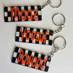 Checkered Backpack tag,Personalized Name Keychain,Kids Backpack Name tag,Birthday Gift Party favor|Acrylic Name tag|Teacher Gift Custom Name