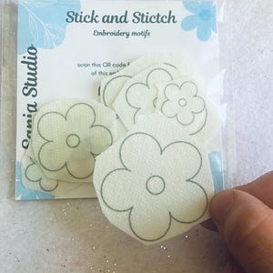 Flower Embroidery Stick & Stitch Pattern for Beginner DIY Craft Hand Embroidery Design with Tutorial For Stitching Cloths Stickers For Denim