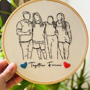 Custom Hand Embroidery Portrait, Personalized Embroidery Wedding Portrait gift Anniversary Keepsake for Couple