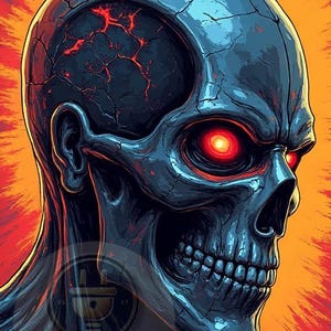 Cyber Warrior Digital Print – Futuristic Sci-Fi Wall Art, AI Robot Poster, Instant Download