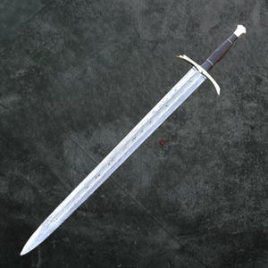 Hand Forged Damascus Steel Sword,Handmade Full Tang Sword with Leather Sheath,Custom Sword, Personalized Gift for Him, Anniversy Gift