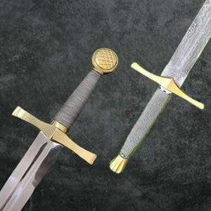 Hand Forged Damascus Steel Sword,Handmade Full Tang Sword with Leather Sheath,Custom Sword, Personalized Gift for Him, Anniversy Gift