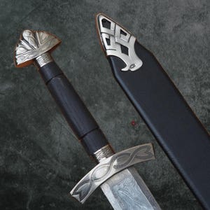 Hand Forged Damascus Steel Sword,Handmade Full Tang Sword with Leather Sheath,Custom Sword, Personalized Gift for Him, Anniversy Gift