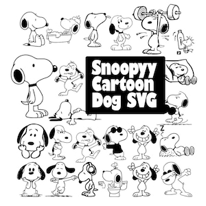 Snoopyy Charliee Browwn SVG Bundle Cute Retro Comic Dog Clipart for Cricut Silhouette Charlee Brown Inspired Clipart Digital Download
