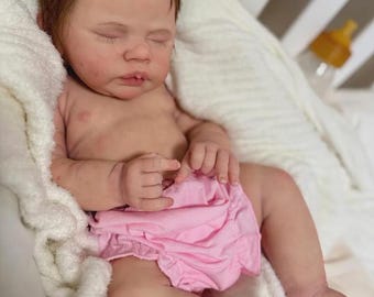 Handmade Full Silicone Reborn Baby Girl – 21" Realistic Newborn Doll, Artist Made Lifelike Silicone Baby, Collectible Art Gift