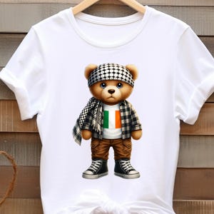 Palestine x Ireland Teddy Bear Free Gaza T-Shirt | Tee | Shirt | Tshirt, Gender Neutral, Men&#39;s, Woman&#39;s, Cotton, Irish Kneecap Solidarity