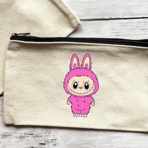 Labubu Inspired Zipper / Makeup Bag, Cute Cosmetic Pouch Tote | School Stationary Zipper Bag | Gift for Her / Him | Character Toiletry Zip