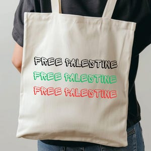 Free Palestine Gaza Tote Bag Design Unisex Men&#39;s, Woman&#39;s, Children, Kids, Merchandise Merch, Protest Flag Colours, Shopping Bag Reusable
