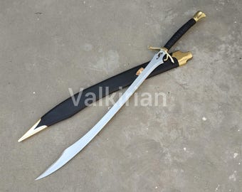 Custom D2 Steel Heron Marked Sword with Scabbard - Handmade Fantasy Blade, Collectible Gift, Sharp Edge, Battle Ready, Unique Display Sword