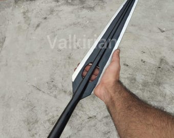 Handmade Carbon Steel Spear Head – Custom Hunting & Throwing Tip with Leather Sheath – Viking Style Blade for Collectors and Survival
