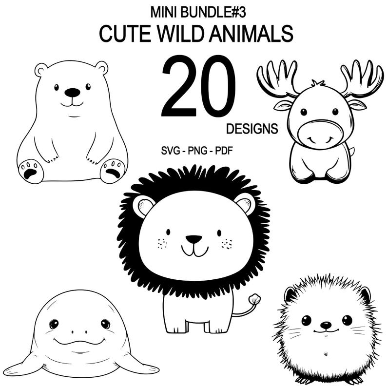 Cute Wild Animals Mini Bundle #3, SVG, Instant Download, Printable Art ...