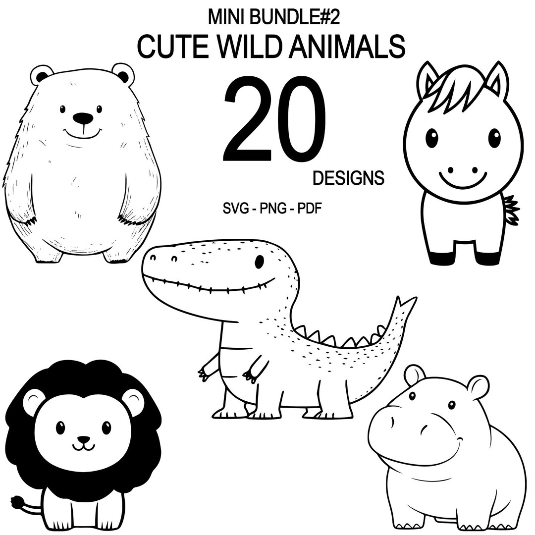 Cute Wild Animals Mini Bundle #2, SVG, Instant Download, Printable Art ...