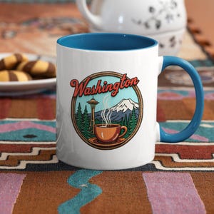 Tasse à café pittoresque Washington, souvenir de Seattle, cadeau pour un amoureux de la nature PNW, tasse de voyage, tasse à café de camping, tasse écologique fierté d&#39;État