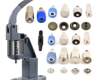 Snap Press Machine and Die Set - 4 Snap Button Dies Tools, Hole Punch and Manual Hand Press for Fabric Snap Fastener Button Setting