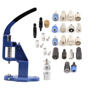 Hand Press Machine and Die Set for Setting Rivets, Eyelets, Grommets, Snap Buttons and Fabric Covered Buttons