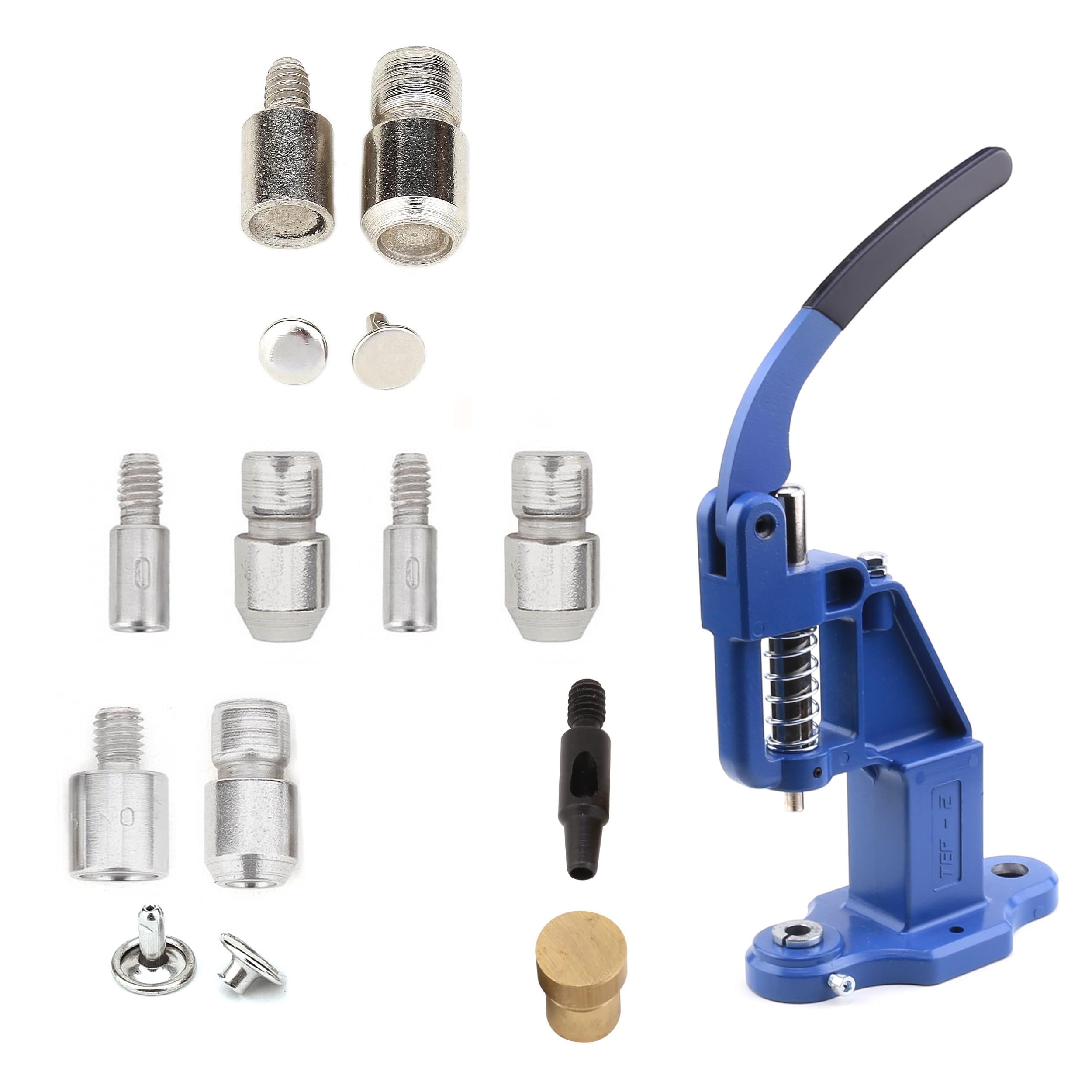 Rivet Press Machine and Double Cap Rivet Setter Dies Set - Hand Press Tool for Leather, Fabric, Crafts - DIY Double Head Rivet Setter Kit