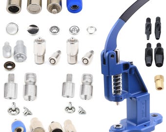 Hand Press Machine Set with Essential Dies for Snap Buttons, Grommets, Eyelets, Rivets, Popper Fasteners Setting Tools and Hole Punchers