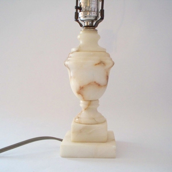 Italian Carved Marble Alabaster Lamp Antique