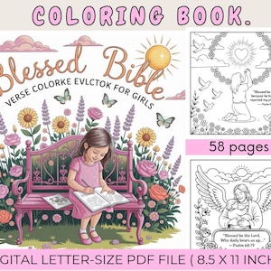 Bible Verse Coloring Book for Kids and Family, Printable PDF, Christian Coloring Pages, Instant Download