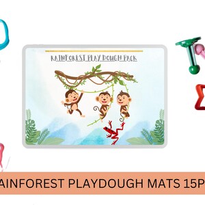 Rainforest PLAYDOUGH mats/ toddler activity/ printable playdough mats/ Jungle animal activity/Montessori printable/digital download/15pgs