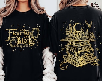 Comfort Colors® Flourish Blotts Shirt, Magic School Shirt,  Wizard House Tee , Wizard Ghost T-Shirt, Magical Castle Top, Book Lover Gift