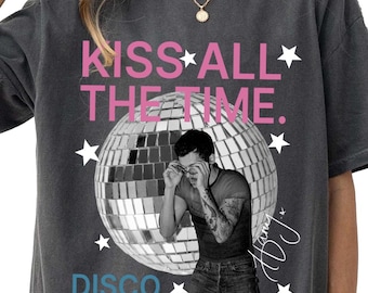 Comfort Colors Harry Styles Shirt, Retro Kiss All The Time Disco Ball Tee, Vintage Harry Portrait Top, Love On Tour Apparel, Music Fan Gift