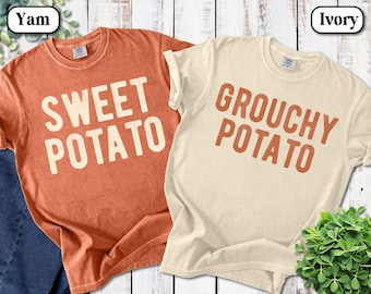 Comfort Colors® Couples Matching Thanksgiving Shirt | Sweet Potato Grouchy Potato Shirt | Funny Thanksgiving Shirts | Fall Shirt