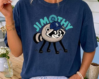 Comfort Colors® Mariners Jimothy Night Shirt, Famous Seattle Raccoon Shirt, Short King Jimothy Tee, Cute Baby Raccoon