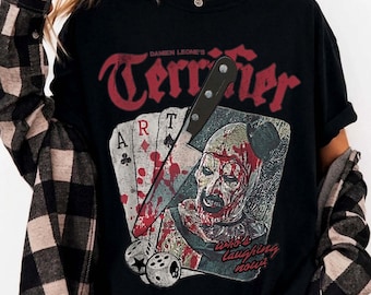 Comfort Colors® Art The Clown Terrifier Shirt, Scary Horror Clown Shirt, Spooky Slasher Fan Gift Unisex, Halloween Horror Movie