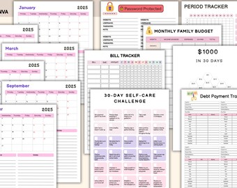 Monthly Planner 2025, 12 Month Calendar Single Page, Monthly downloadable pdf calendar 2025, yearly calendar, Yearly Monthly Trackers