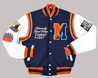 Morgan State University Motto 2.0 Custom White & Blue Varsity Jacket