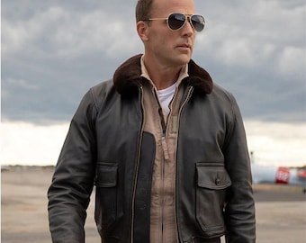 Men's G1 US Naval Flight Real Cowhide Brown Leather Bomber Jacket