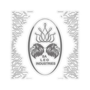Adesivos Kiss Cut SA LEO INDUSTRIES - Design exclusivo de leão para entusiastas de tecnologia, decalques para laptop, adesivos para garrafas de água, eletrônicos