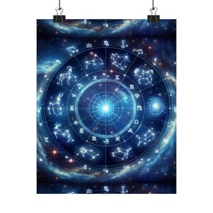 Celestial Zodiac Poster, Astrologie Wandkunst, Sternenkarte Druck, Horoskop Dekor, Matte Vertikale Poster, Galaxy Kunstdruck, Geschenk für Astrologie