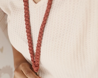 Lanière en macramé faite main pour badge d'identification | Bracelet bohème